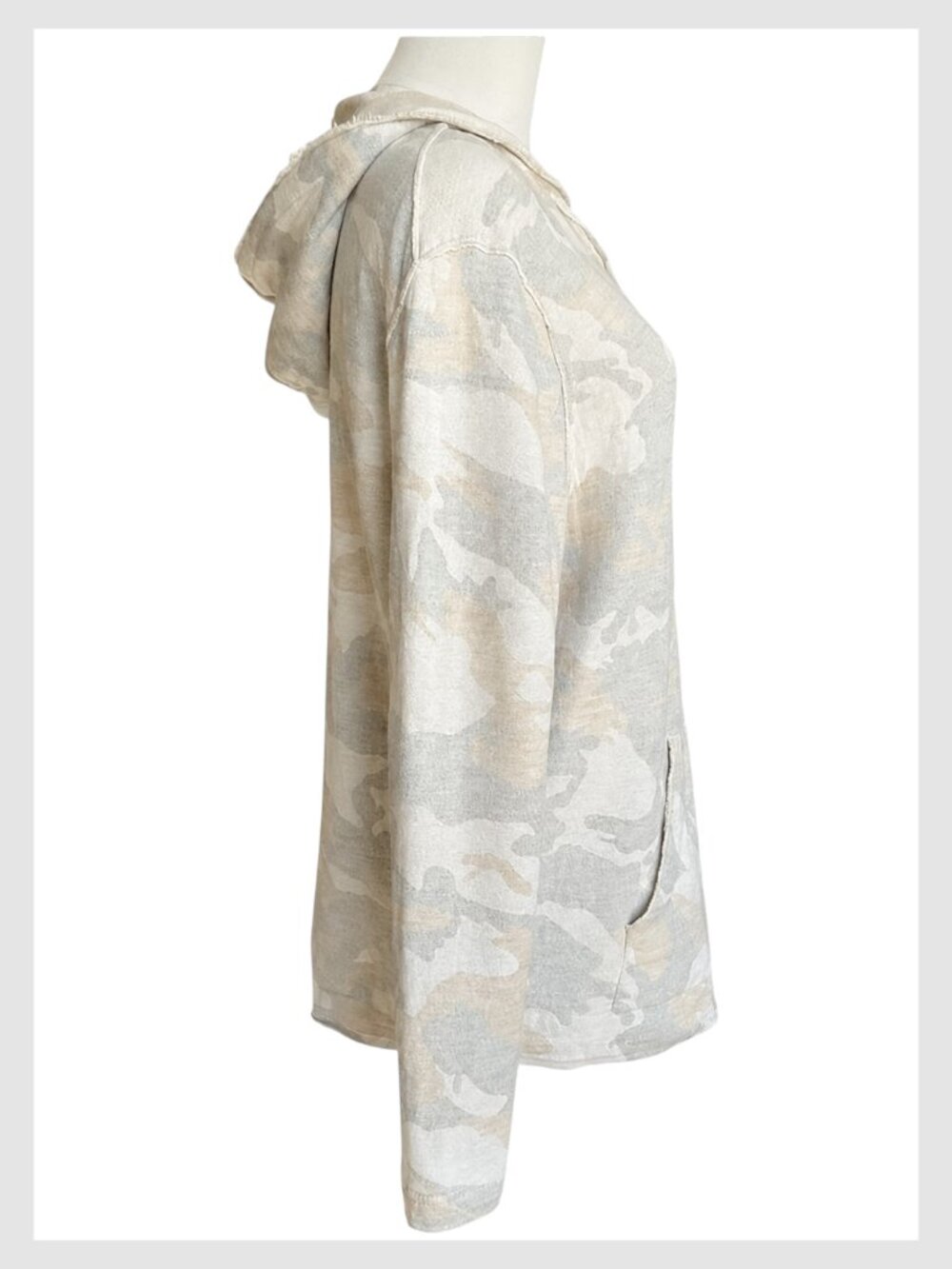 Zadig & Voltaire Camo Hoodie Beige Pullover Front Pocket M - Picture 5 of 10